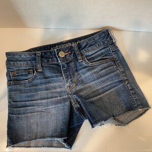 AE American Eagle Outfitters Super Stretch Jean Denim Shortie Shorts Size 0